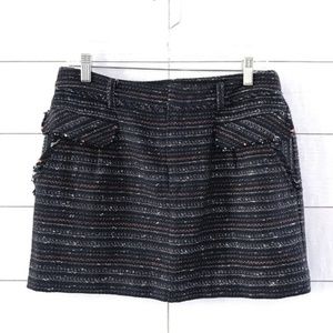 Rachel Roy blue orange white striped mini skirt 8